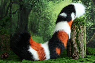 Multicolor stitching faux fur fox ears and tail butt plug curved wolf tail and ears cat tail and ears kitten ears and tail set role play anime cosplay