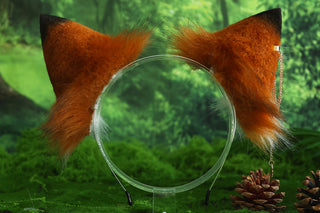 Faux fur fox ear and tail butt plug curved wolf tail and ear cat tail and ear kitten ear and tail set anime cosplay role play ear and tail petplay ear