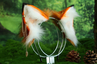 Faux fur fox ear and tail butt plug curved wolf tail and ear cat tail and ear kitten ear and tail set anime cosplay role play ear and tail petplay ear
