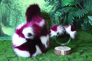 Purple faux fur shepherd dog tail and ear set shiba Inu dog ear and tail curved puppy tail anime cosplay petplay puppy kemonomimi halloween