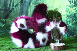 Purple faux fur shepherd dog tail and ear set shiba Inu dog ear and tail curved puppy tail anime cosplay petplay puppy kemonomimi halloween