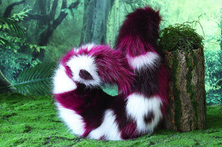 Purple faux fur shepherd dog tail and ear set shiba Inu dog ear and tail curved puppy tail anime cosplay petplay puppy kemonomimi halloween