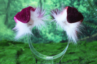 Purple faux fur shepherd dog tail and ear set shiba Inu dog ear and tail curved puppy tail anime cosplay petplay puppy kemonomimi halloween