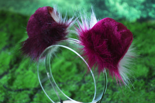 Purple faux fur shepherd dog tail and ear set shiba Inu dog ear and tail curved puppy tail anime cosplay petplay puppy kemonomimi halloween