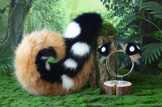 Faux fur shepherd dog tail and ear set shiba Inu dog ear and tail big curved puppy tail anime cosplay petplay puppy ear and tail kemonomimi