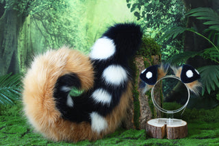 Faux fur shepherd dog tail and ear set shiba Inu dog ear and tail big curved puppy tail anime cosplay petplay puppy ear and tail kemonomimi
