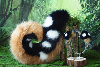 Faux fur shepherd dog tail and ear set shiba Inu dog ear and tail big curved puppy tail anime cosplay petplay puppy ear and tail kemonomimi