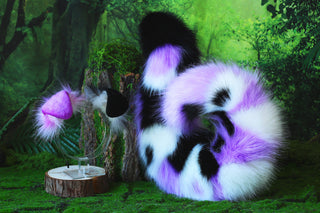 Faux fur shepherd dog tail and ear set shiba Inu dog ear and tail big curved puppy tail anime cosplay petplay light puppy ear and tail kemonomimi