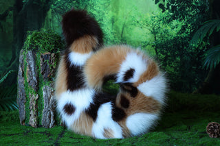 Brown stitching faux fur shepherd dog tail butt plug and ear set shiba Inu dog ear and tail curved puppy tail anime cosplay petplay puppy kemonomimi