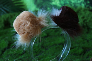 Brown stitching faux fur shepherd dog tail butt plug and ear set shiba Inu dog ear and tail curved puppy tail anime cosplay petplay puppy kemonomimi