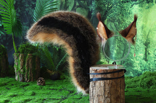 Squirrel ear and tail faux fur  squirrel tail and ear set animal cosplay Tamias striatus ear and tail squirrel kemonomimi squirrel petplay