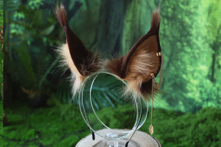 Squirrel ear and tail faux fur  squirrel tail and ear set animal cosplay Tamias striatus ear and tail squirrel kemonomimi squirrel petplay