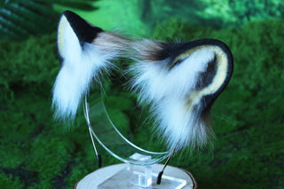 Brown Black Faux Fur Snow Leopard Ear and Tail Butt Plug Set Role Play Realistic Snow Leopard Cosplay Jaguar Ear and Tail Kemonomimi Jaguar Therian