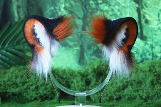 Faux Fur Snow Leopard Ear and Tail Butt Plug Set Role Play Realistic Snow Leopard Cosplay Jaguar Ear and Tail Kemonomimi Jaguar Therian Furry Leopard