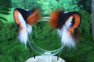 Faux Fur Snow Leopard Ear and Tail Butt Plug Set Role Play Realistic Snow Leopard Cosplay Jaguar Ear and Tail Kemonomimi Jaguar Therian Furry Leopard