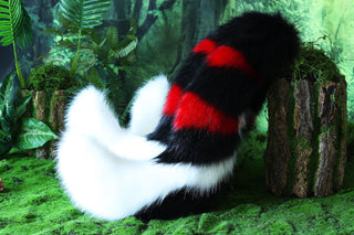Faux fur 3 tailed kitsune tail plug and ear set purple white 3 fox tails and ears kitten ear and tail wolf ear and tail anime cosplay role play
