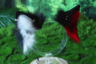 Faux fur 3 tailed kitsune tail plug and ear set purple white 3 fox tails and ears kitten ear and tail wolf ear and tail anime cosplay role play