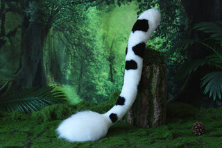 Realistic Faux fur cow ear and tail butt plug set kemonomimi cattle tail and ear headband petplay set anime cosplay furry cow ears with horns therian