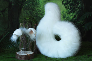 White puppy ear and tail butt plug puppy kemonomimi faux fur shepherd dog tail and ear Shiba Inu dog ear and tail set animal cosplay puppy play