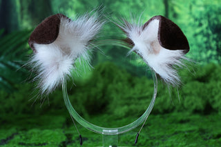 Coffee white puppy ear and tail set puppy kemonomimi faux fur shepherd dog tail and ear Shiba Inu dog ear and tail animal cosplay puppy play