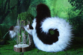 Coffee white puppy ear and tail set puppy kemonomimi faux fur shepherd dog tail and ear Shiba Inu dog ear and tail animal cosplay puppy play