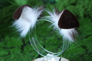 Coffee white puppy ear and tail set puppy kemonomimi faux fur shepherd dog tail and ear Shiba Inu dog ear and tail animal cosplay puppy play