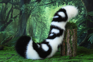 Faux Fur Skull Snow Leopard Ear and Tail Butt Plug Set Role Play Realistic Snow Leopard Cosplay Jaguar Ear and Tail Kemonomimi Jaguar Therian