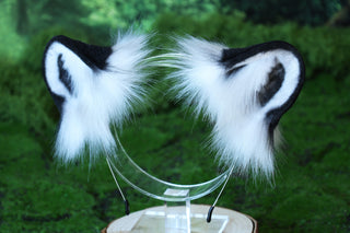 Faux Fur Skull Snow Leopard Ear and Tail Butt Plug Set Role Play Realistic Snow Leopard Cosplay Jaguar Ear and Tail Kemonomimi Jaguar Therian