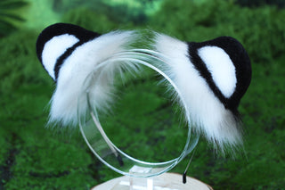 Faux Fur Skull Snow Leopard Ear and Tail Butt Plug Set Role Play Realistic Snow Leopard Cosplay Jaguar Ear and Tail Kemonomimi Jaguar Therian