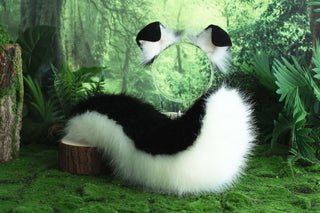 Black white shepherd dog tail and ear set Shiba Inu dog ear and tail animal cosplay petplay puppy ears and tail kemonomimi puppy play ears