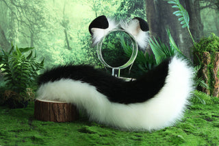 Black white shepherd dog tail and ear set Shiba Inu dog ear and tail animal cosplay petplay puppy ears and tail kemonomimi puppy play ears