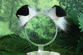 Black white shepherd dog tail and ear set Shiba Inu dog ear and tail animal cosplay petplay puppy ears and tail kemonomimi puppy play ears