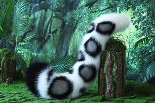 Faux Fur Snow Leopard Ear and Tail Butt Plug Set Role Play Realistic Snow Leopard Cosplay Jaguar Ear and Tail Kemonomimi Jaguar Therian halloween gift