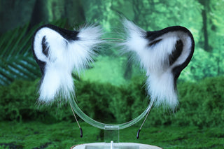 Faux Fur Snow Leopard Ear and Tail Butt Plug Set Role Play Realistic Snow Leopard Cosplay Jaguar Ear and Tail Kemonomimi Jaguar Therian halloween gift