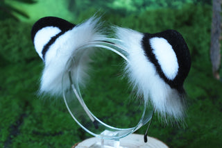 Faux Fur Snow Leopard Ear and Tail Butt Plug Set Role Play Realistic Snow Leopard Cosplay Jaguar Ear and Tail Kemonomimi Jaguar Therian halloween gift