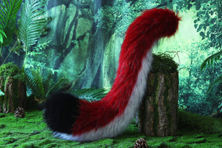Red white stitching fox ears and tail curved wolf tail plug and ears cat tail and ears kitten ears and tail anime cosplay role play kittenplay