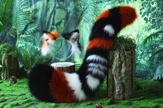Multicolor stitching faux fur fox ears and tail butt plug curved wolf tail and ears cat tail and ears kitten ears and tail set anime cosplay role play