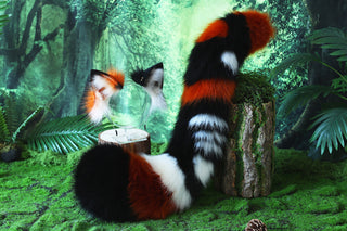 Multicolor stitching faux fur fox ears and tail butt plug curved wolf tail and ears cat tail and ears kitten ears and tail set anime cosplay role play