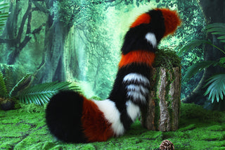 Multicolor stitching faux fur fox ears and tail butt plug curved wolf tail and ears cat tail and ears kitten ears and tail set anime cosplay role play