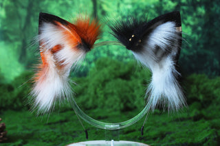 Multicolor stitching faux fur fox ears and tail butt plug curved wolf tail and ears cat tail and ears kitten ears and tail set anime cosplay role play