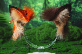 Brown Stripes faux fur fox ear and tail butt plug curved wolf tail and ear cat tail and ear kitten ear and tail anime cosplay role play ear and tail