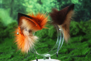 Brown Stripes faux fur fox ear and tail butt plug curved wolf tail and ear cat tail and ear kitten ear and tail anime cosplay role play ear and tail