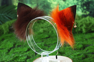 Brown Stripes faux fur fox ear and tail butt plug curved wolf tail and ear cat tail and ear kitten ear and tail anime cosplay role play ear and tail