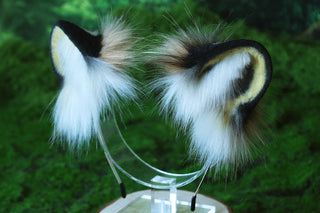 Snow Leopard Ear and Tail Set Role Play Realistic Faux Fur Snow Leopard Cosplay Jaguar Ear and Tail Kemonomimi Jaguar Therian Furry Leopard