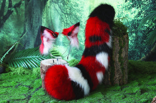 Faux fur fox ears and tail butt plug curved wolf tail and ears multicolor stitching cat tail and ears kitten ears and tail set anime cosplay role play