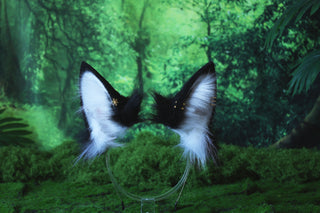 White Black Faux fur cat tail butt plug and ears kitten ears and tail kemonomimi fox ears and tail curved wolf tail and ears anime cosplay role play