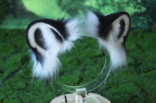 White tiger ear and tail set realistic faux fur  tiger tail and ear set tiger petplay set animal cosplay tail and ear tiger kemonomimi ears