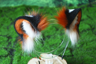 Tiger ear and tail set realistic faux fur  tiger tail and ear set tiger petplay set animal cosplay tail and ear tiger kemonomimi ears