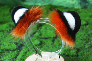 Tiger ear and tail set realistic faux fur  tiger tail and ear set tiger petplay set animal cosplay tail and ear tiger kemonomimi ears