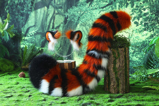 Tiger ear and tail set realistic faux fur  tiger tail and ear set tiger petplay set animal cosplay tail and ear tiger kemonomimi ears